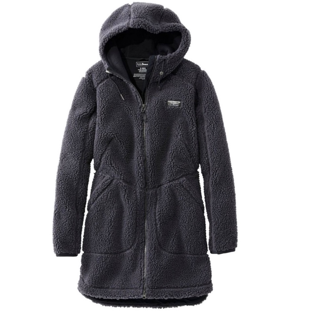 L.L. Bean Mountain Pile Sherpa fleece coat, women’s size S. Gray, super cute!